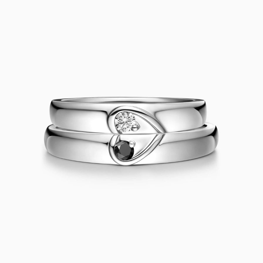 Half Heart Shape Black Diamond Wedding Rings Half Heart Shape Black Diamond Wedding Rings