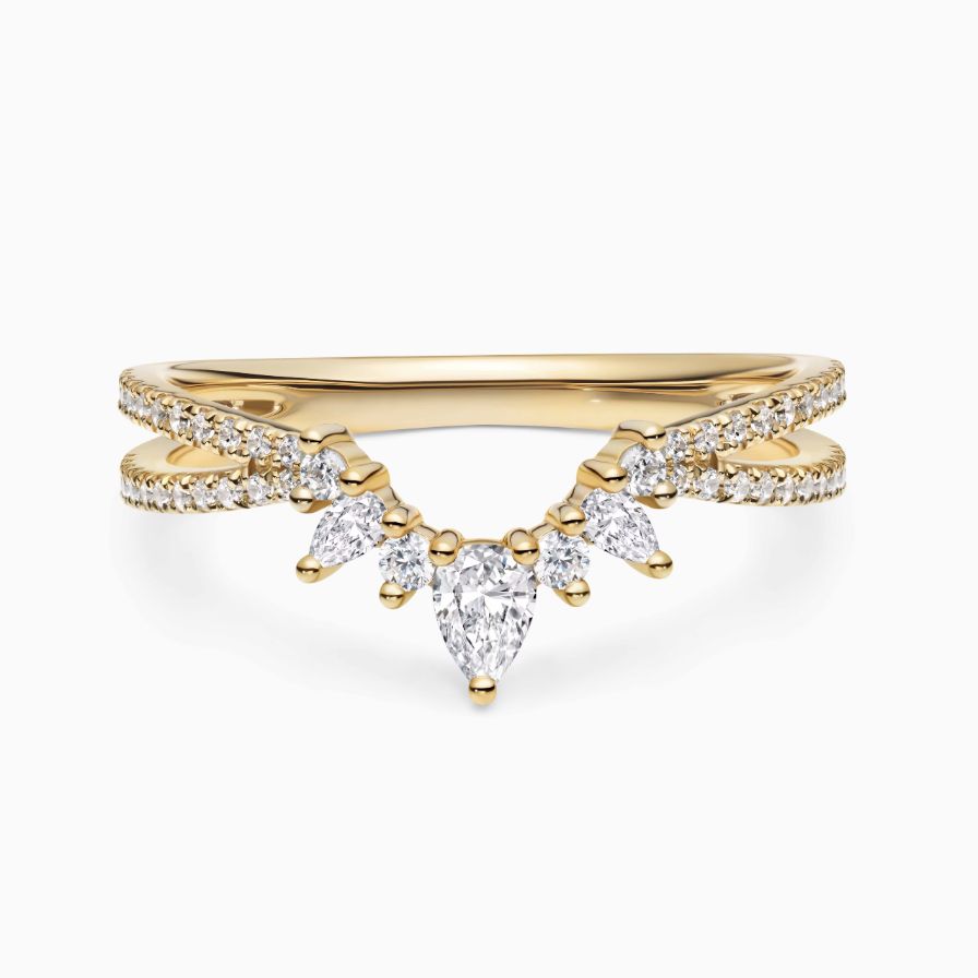 Lab-Grown Pear V-Shaped Pavé Wedding Ring Lab-Grown Pear V-Shaped Pavé Wedding Ring