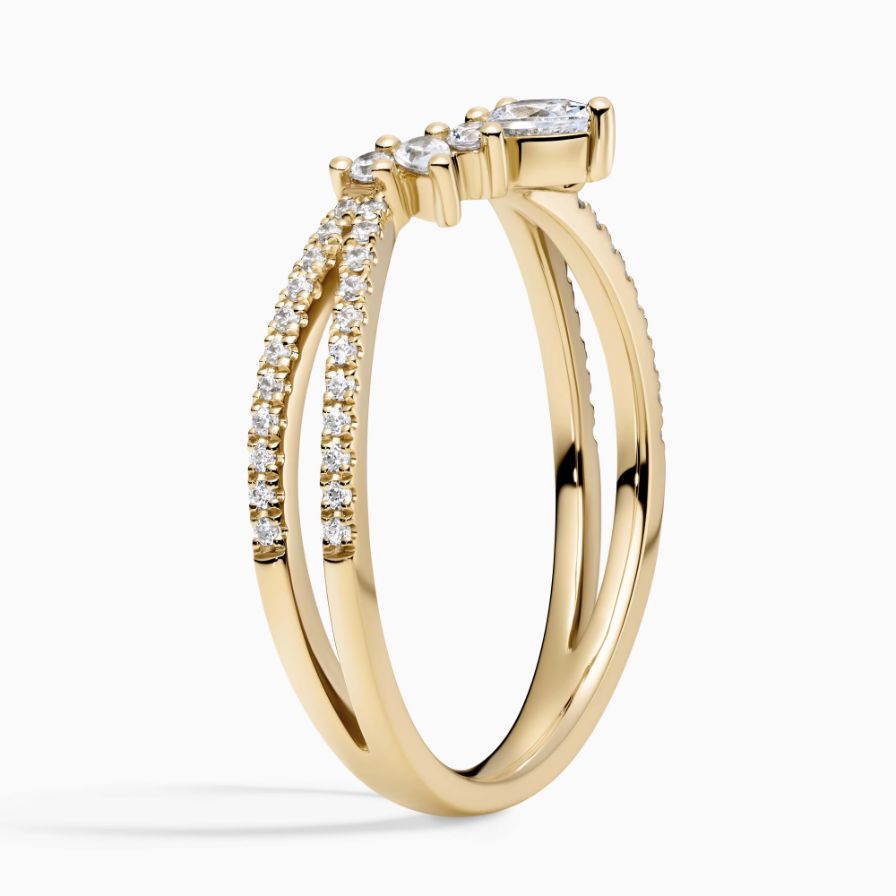Lab-Grown Pear V-Shaped Pavé Wedding Ring Lab-Grown Pear V-Shaped Pavé Wedding Ring