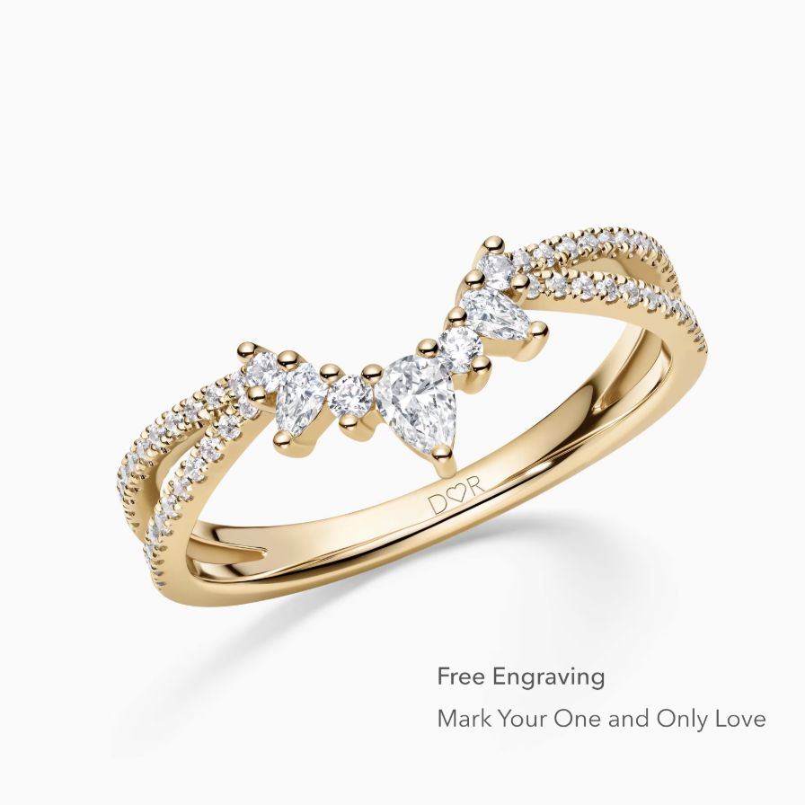 Lab-Grown Pear V-Shaped Pavé Wedding Ring Lab-Grown Pear V-Shaped Pavé Wedding Ring