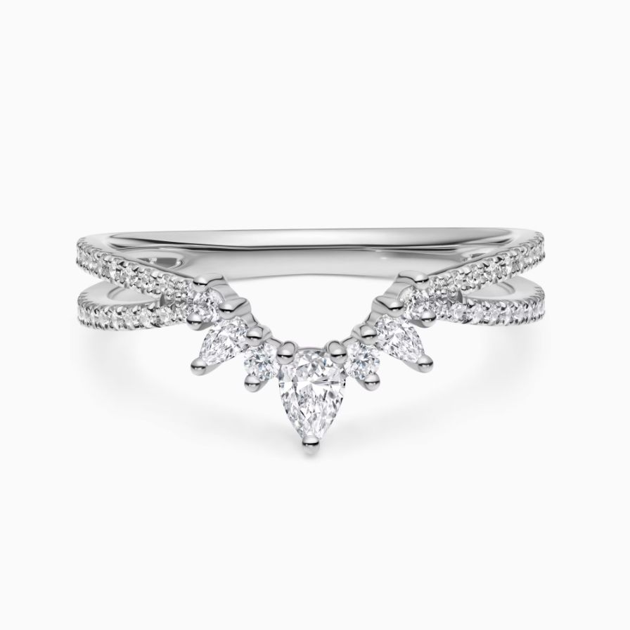 Lab-Grown Pear V-Shaped Pavé Wedding Ring Lab-Grown Pear V-Shaped Pavé Wedding Ring