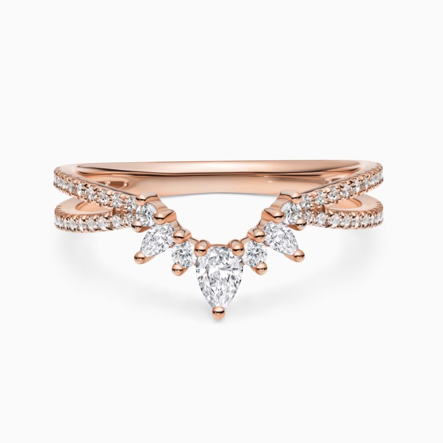 Lab-Grown Pear V-Shaped Pavé Wedding Ring Lab-Grown Pear V-Shaped Pavé Wedding Ring