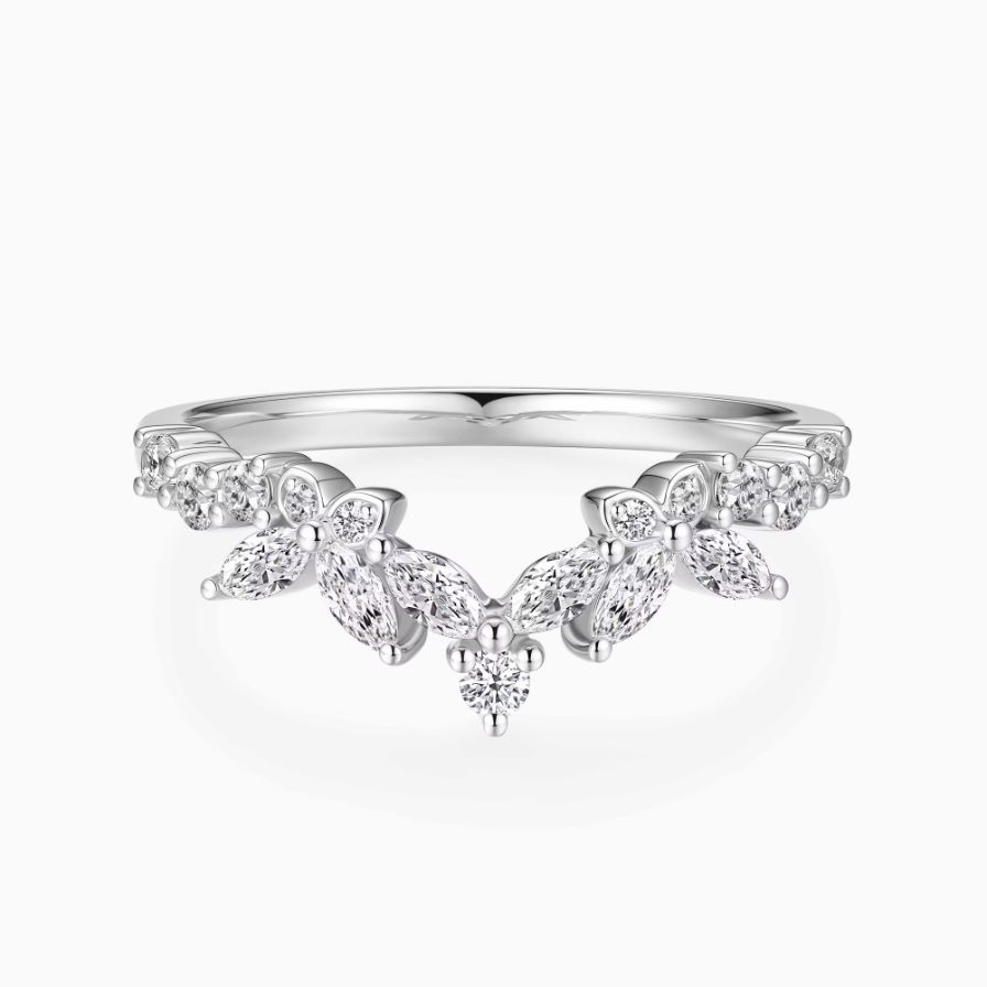 V-shaped Leaf Diamond Stackable Wedding Ring V-shaped Leaf Diamond Stackable Wedding Ring