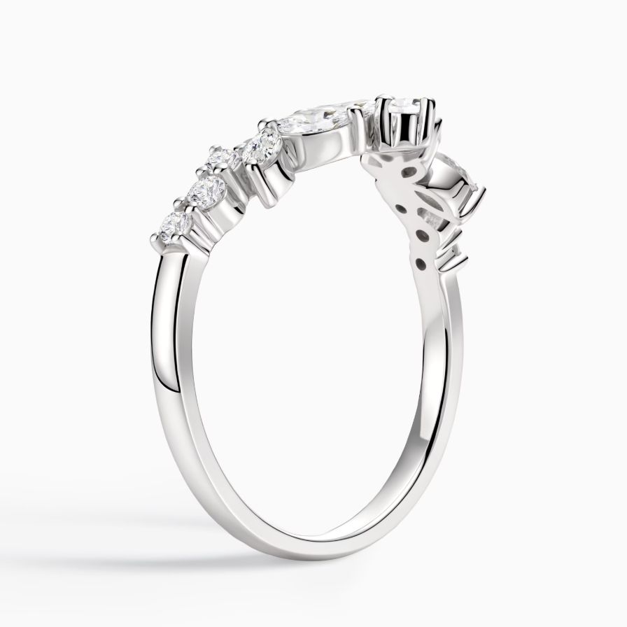 V-shaped Leaf Diamond Stackable Wedding Ring V-shaped Leaf Diamond Stackable Wedding Ring
