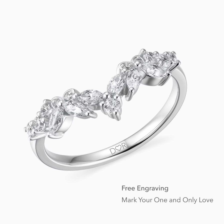 V-shaped Leaf Diamond Stackable Wedding Ring V-shaped Leaf Diamond Stackable Wedding Ring