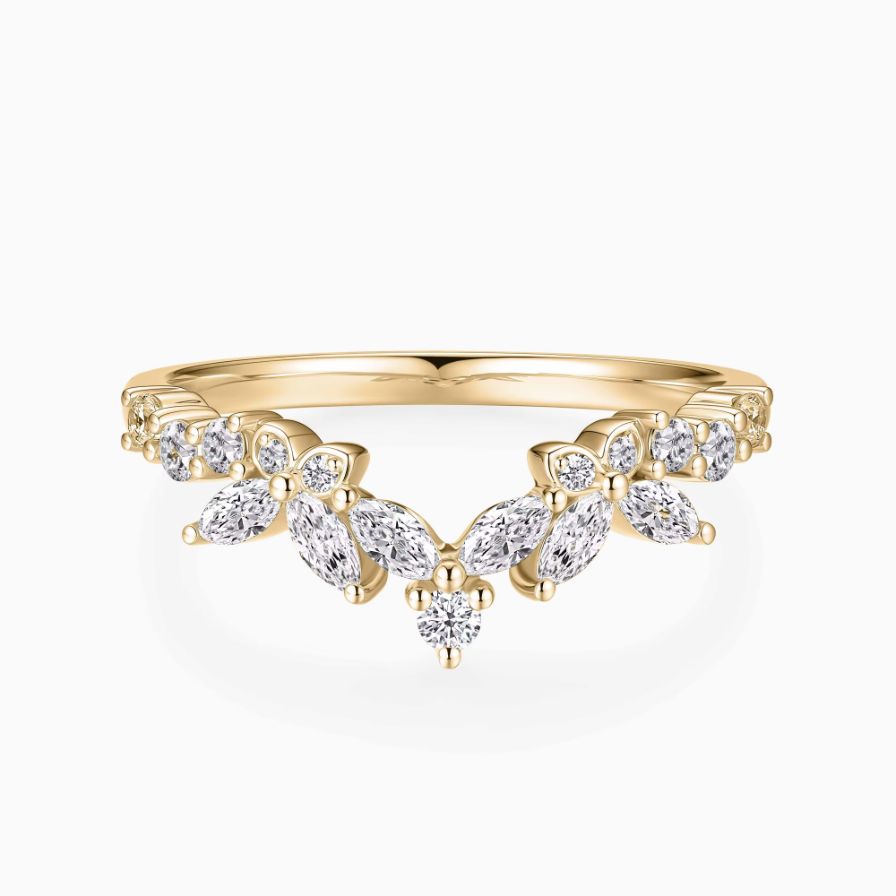 V-shaped Leaf Diamond Stackable Wedding Ring V-shaped Leaf Diamond Stackable Wedding Ring