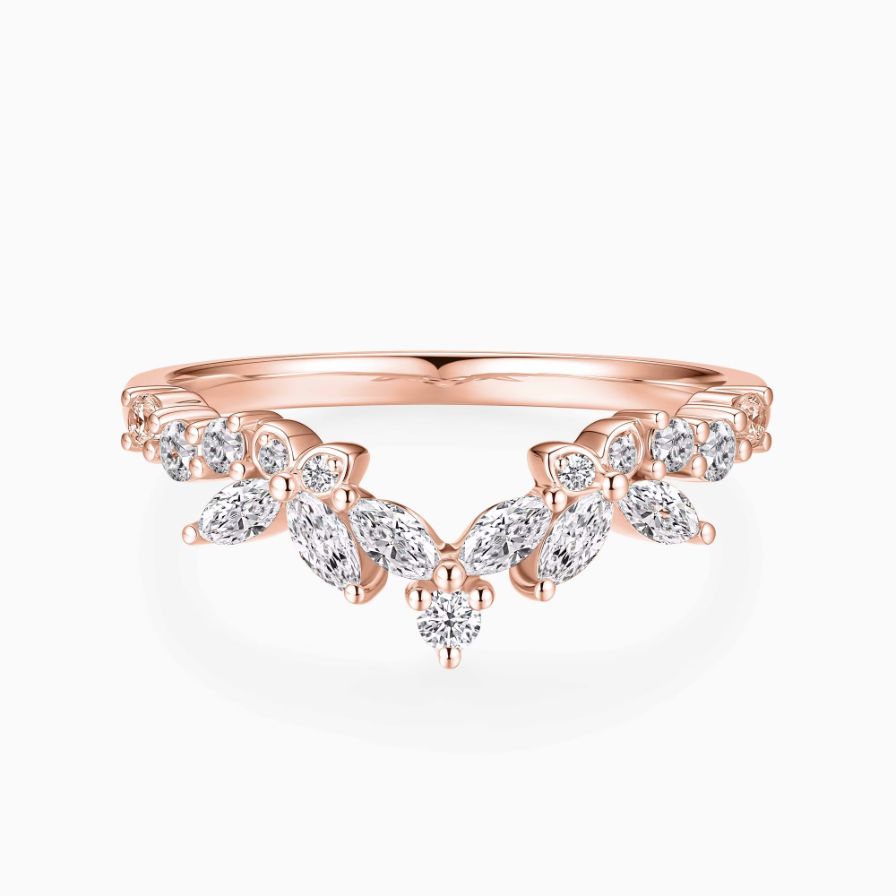 V-shaped Leaf Diamond Stackable Wedding Ring V-shaped Leaf Diamond Stackable Wedding Ring