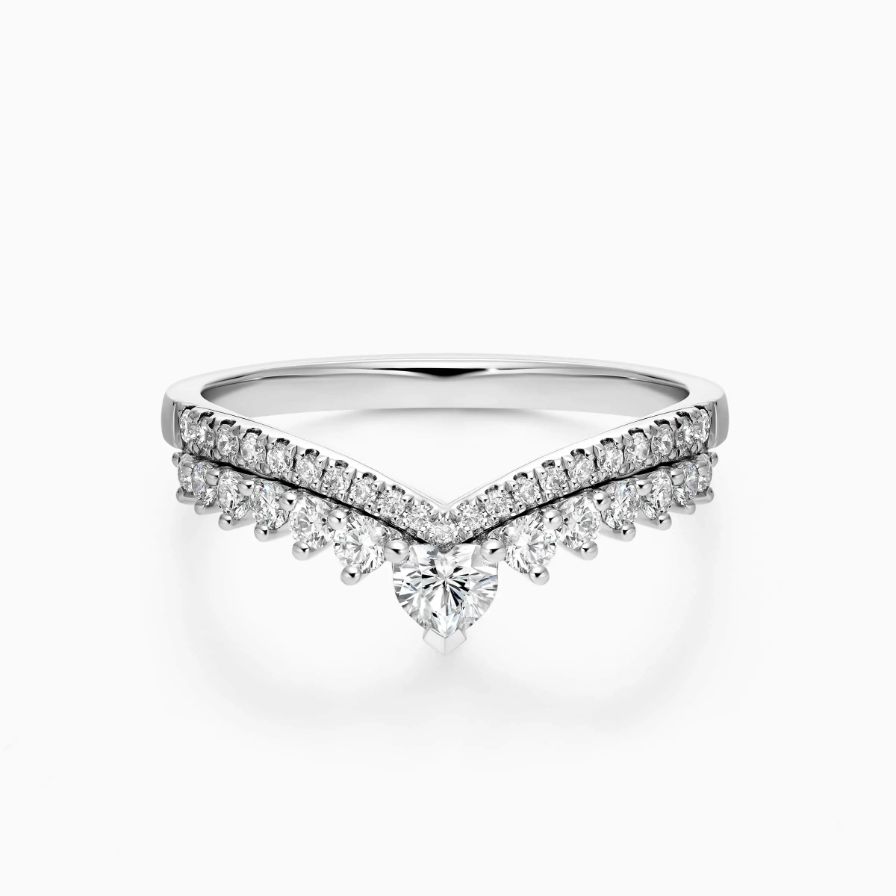 Chevron Heart Shaped Pavé Wedding Rings Chevron Heart Shaped Pavé Wedding Rings