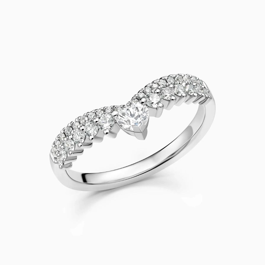Chevron Heart Shaped Pavé Wedding Rings Chevron Heart Shaped Pavé Wedding Rings