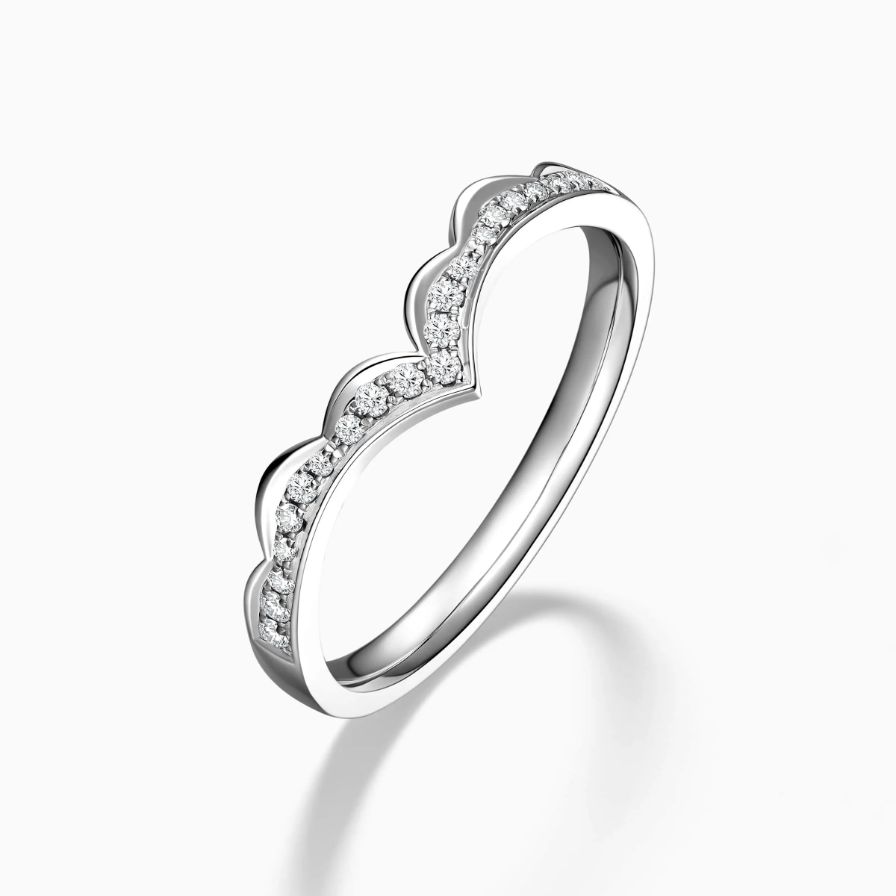 Chevron Diamond Pavé Milgrain Wedding Rings Chevron Diamond Pavé Milgrain Wedding Rings