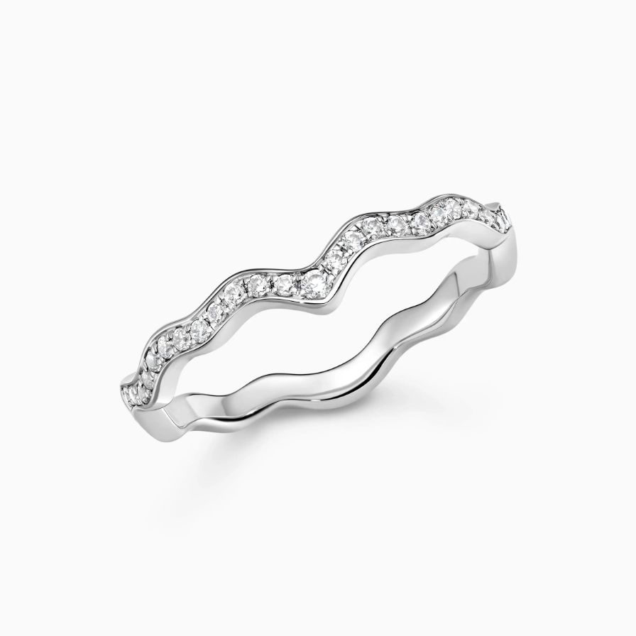 Wave Shaped Diamonds Pavé Wedding Rings Wave Shaped Diamonds Pavé Wedding Rings