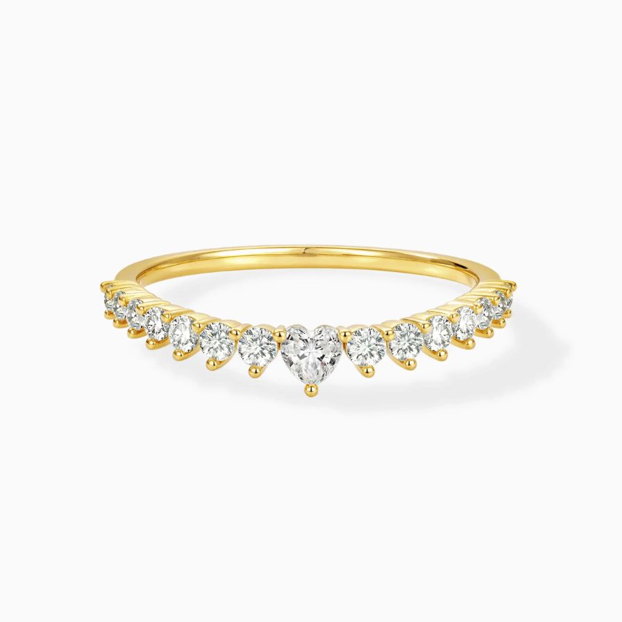 Refined Heart Half Pavé Wedding Bands Refined Heart Half Pavé Wedding Bands