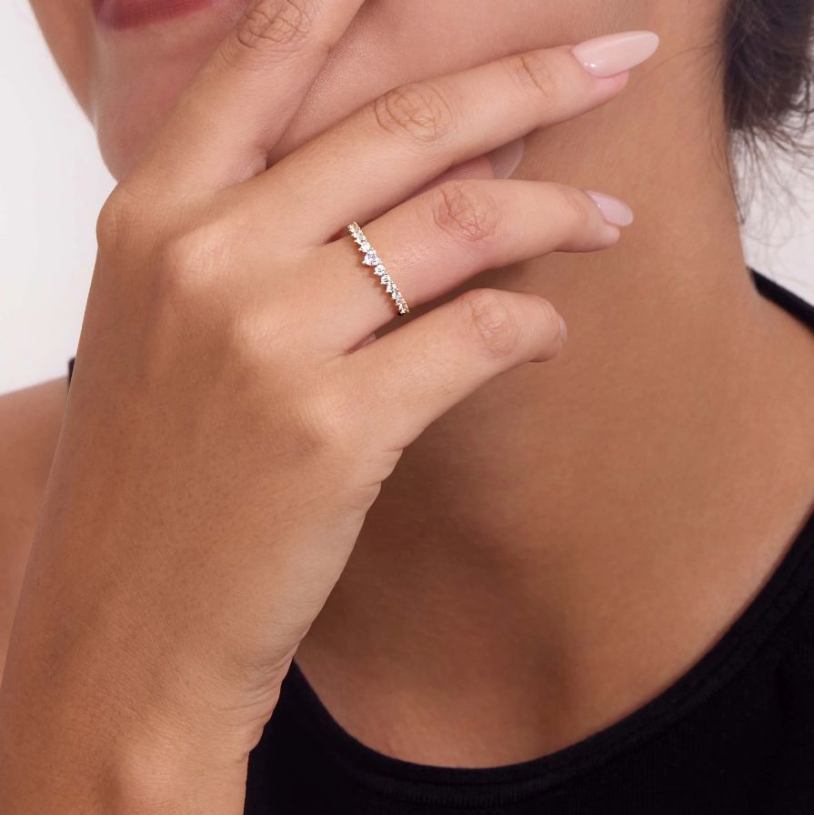 Refined Heart Half Pavé Wedding Bands Refined Heart Half Pavé Wedding Bands