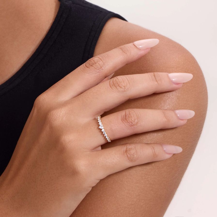 Refined Heart Half Pavé Wedding Bands Refined Heart Half Pavé Wedding Bands