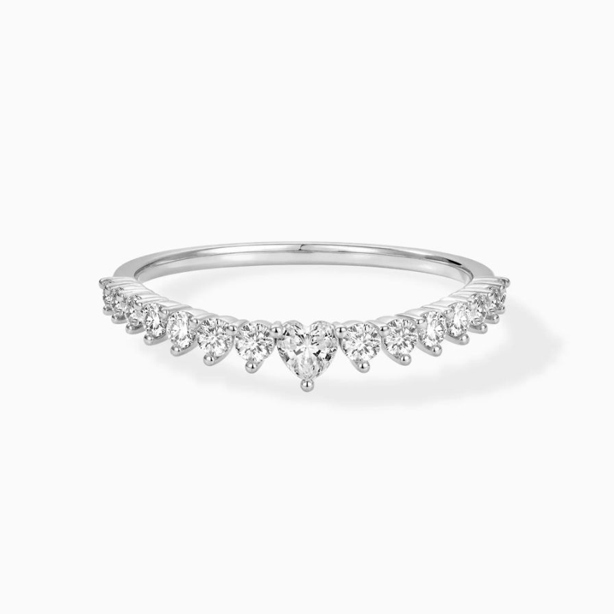 Refined Heart Half Pavé Wedding Bands Refined Heart Half Pavé Wedding Bands
