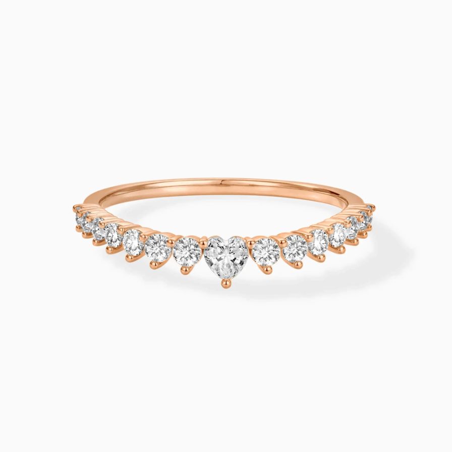 Refined Heart Half Pavé Wedding Bands Refined Heart Half Pavé Wedding Bands