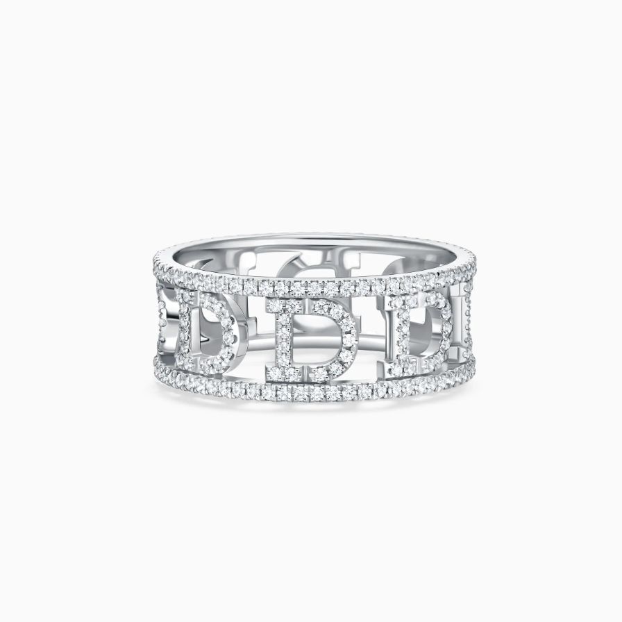 Double Row Band Pavé Wedding Ring For Woman