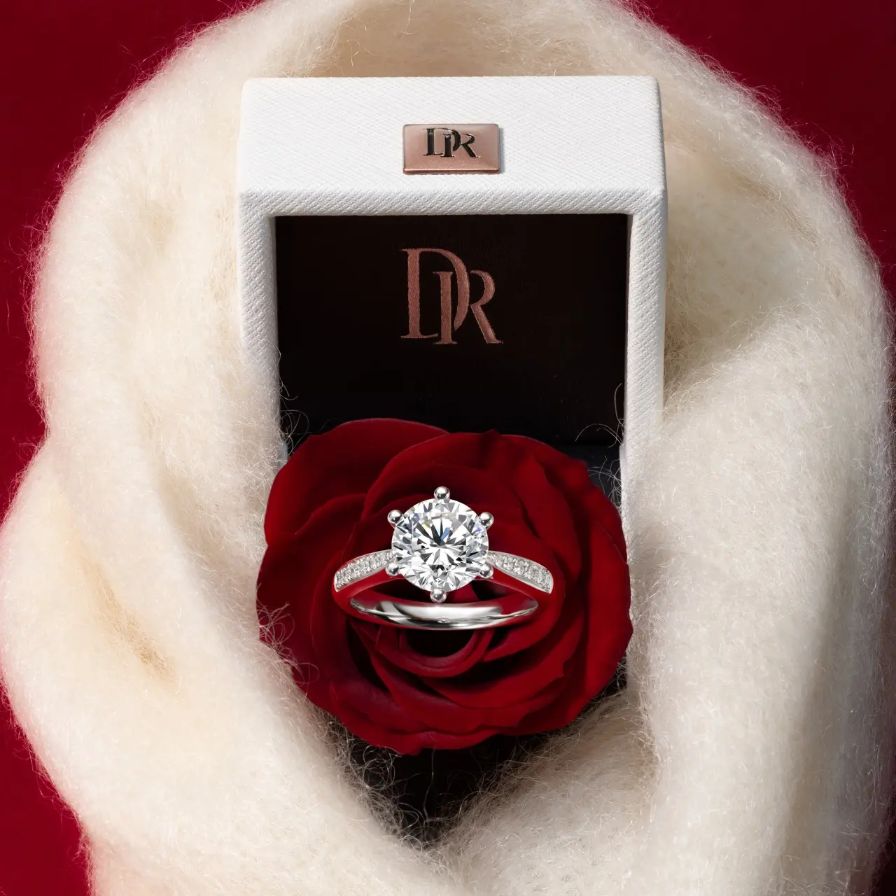 Round Solitaire Pavé with 6-Prong Engagement Ring Round Solitaire Pavé with 6-Prong Engagement Ring