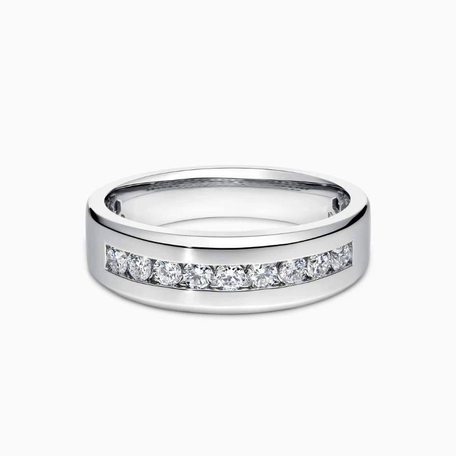 Brushed Pavé Wedding Ring For Man Brushed Pavé Wedding Ring For Man