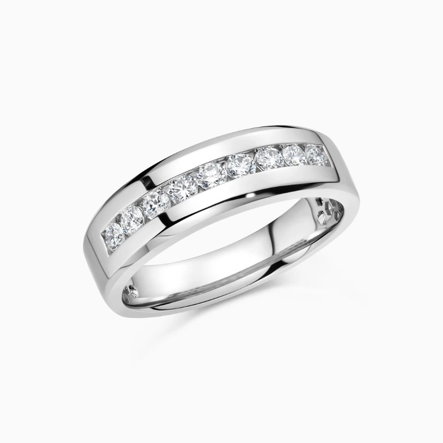Brushed Pavé Wedding Ring For Man Brushed Pavé Wedding Ring For Man