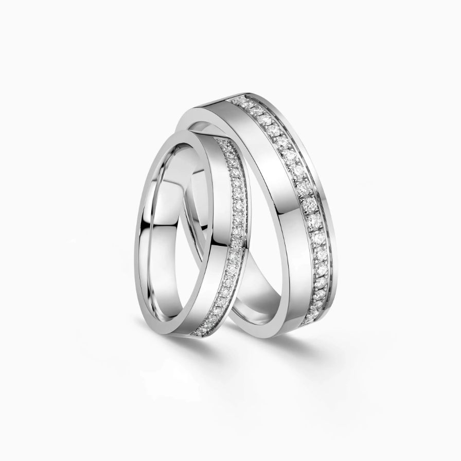 Diamond Pavé Rose Gold Wedding Rings Diamond Pavé Rose Gold Wedding Rings