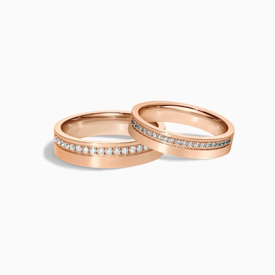 Diamond Pavé Rose Gold Wedding Rings Diamond Pavé Rose Gold Wedding Rings