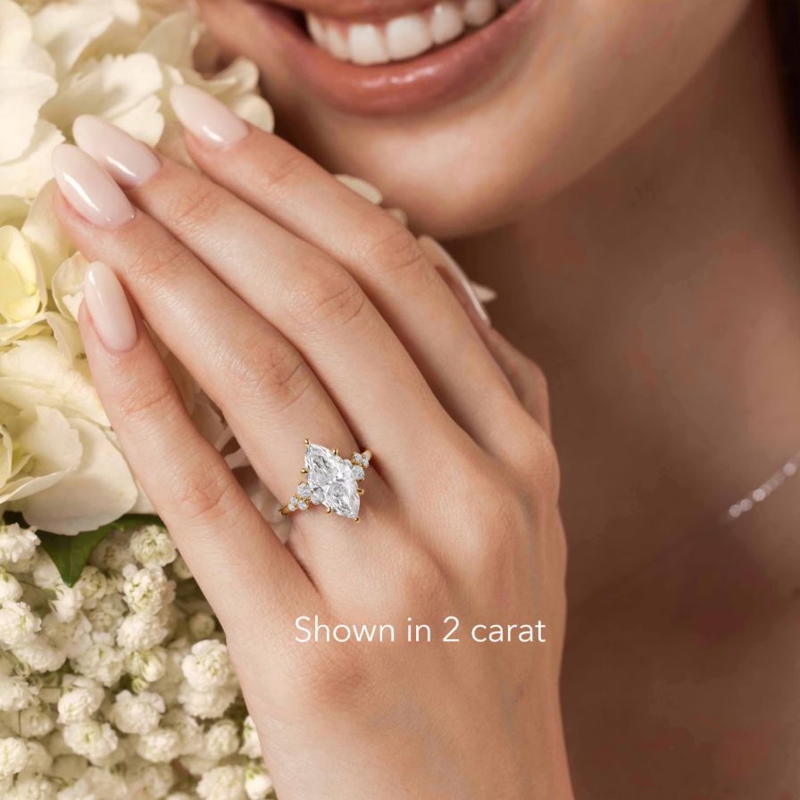Lab-Grown Marquise Floral Hidden Halo Engagement Ring Lab-Grown Marquise Floral Hidden Halo Engagement Ring