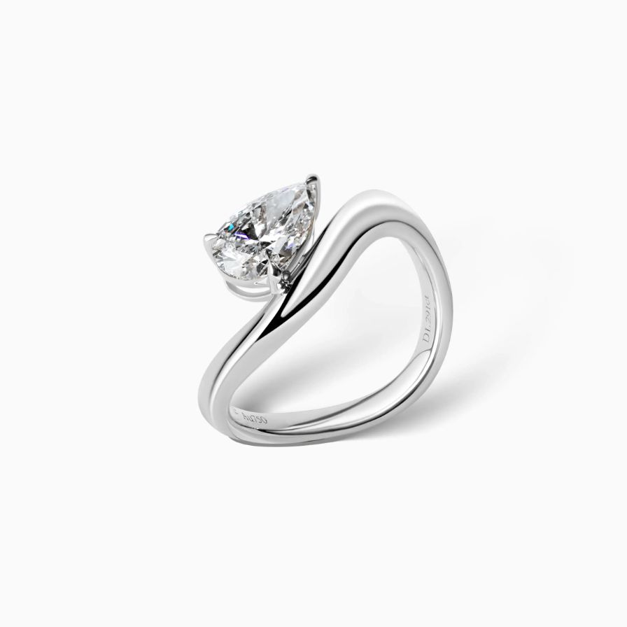 Pear Lab Grown Diamond Wave Solitaire Engagement Ring Pear Lab Grown Diamond Wave Solitaire Engagement Ring