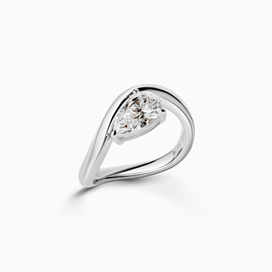 Pear Lab Grown Diamond Wave Solitaire Engagement Ring Pear Lab Grown Diamond Wave Solitaire Engagement Ring