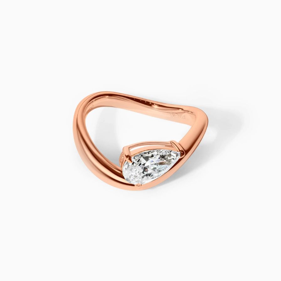 Pear Lab Grown Diamond Wave Solitaire Engagement Ring Pear Lab Grown Diamond Wave Solitaire Engagement Ring