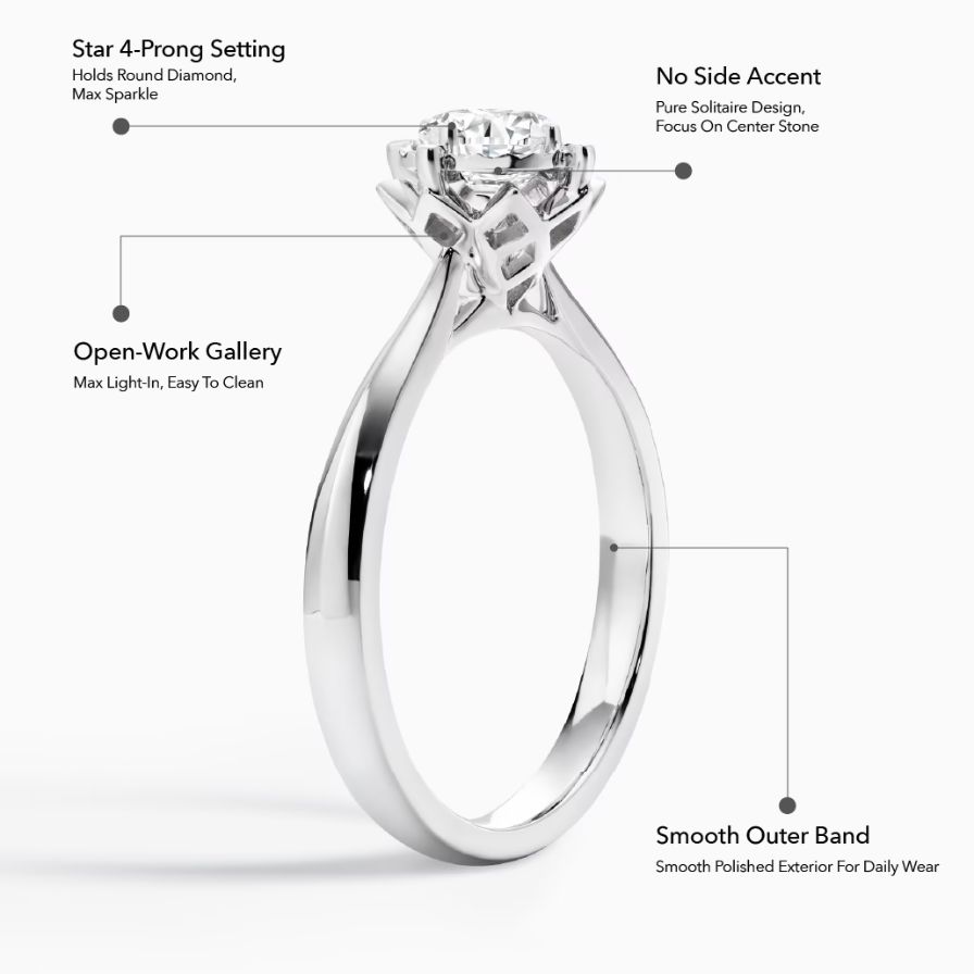 Round Diamond Star 4-Prong Solitaire Engagement Ring Round Diamond Star 4-Prong Solitaire Engagement Ring