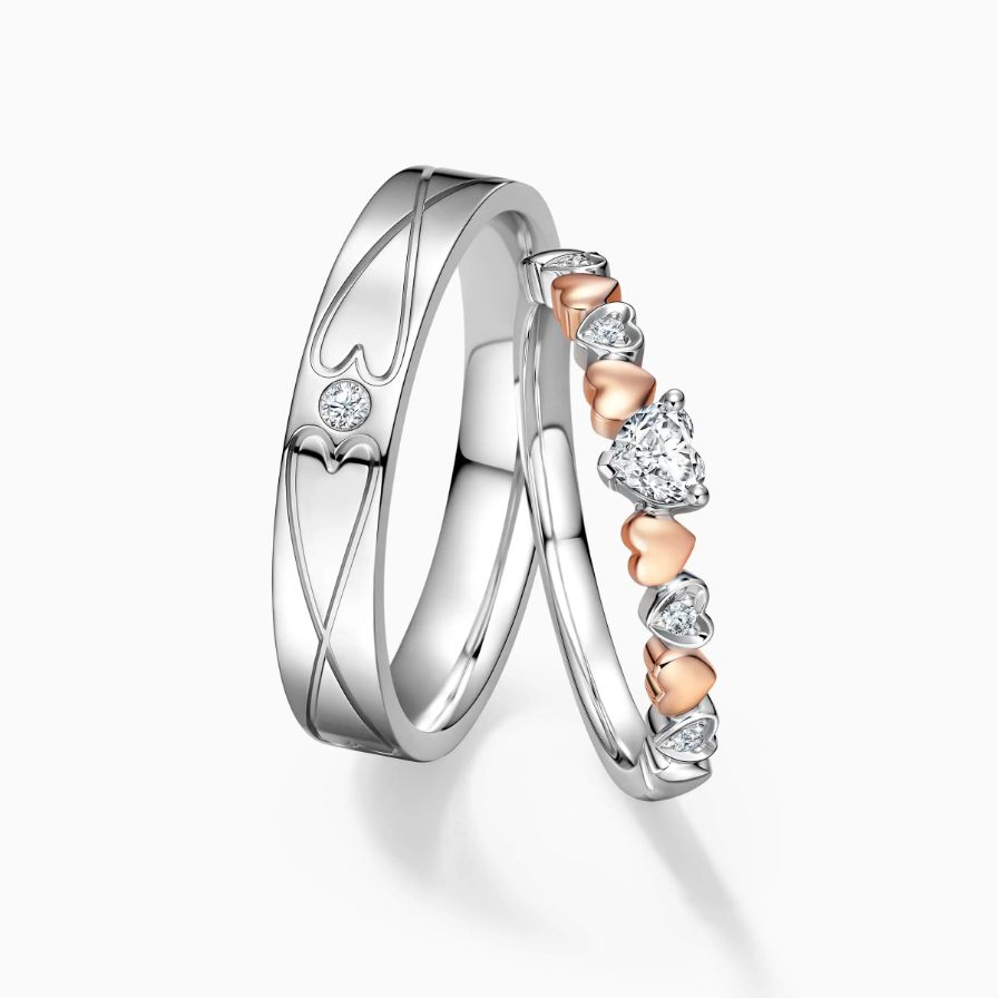 Alternating Rose Gold Heart And Diamond Wedding Rings Alternating Rose Gold Heart And Diamond Wedding Rings