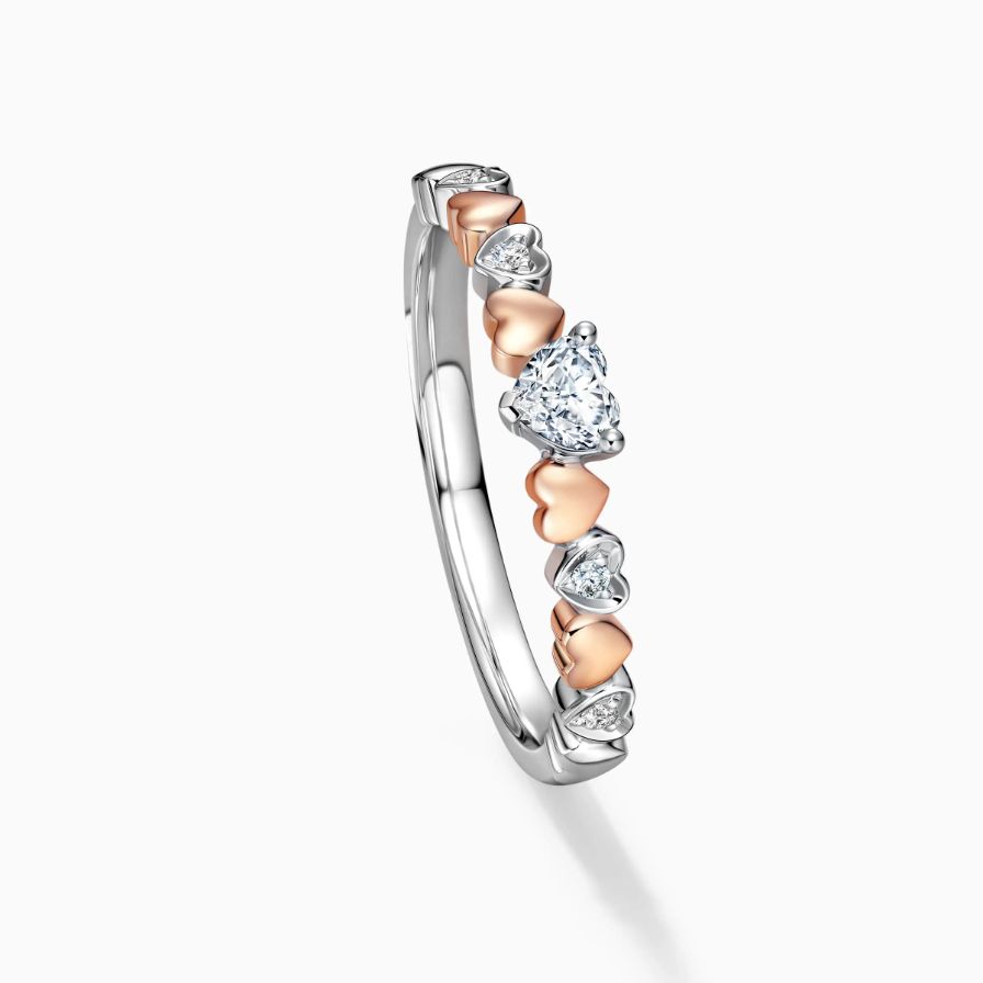 Alternating Rose Gold Heart And Diamond Wedding Rings Alternating Rose Gold Heart And Diamond Wedding Rings