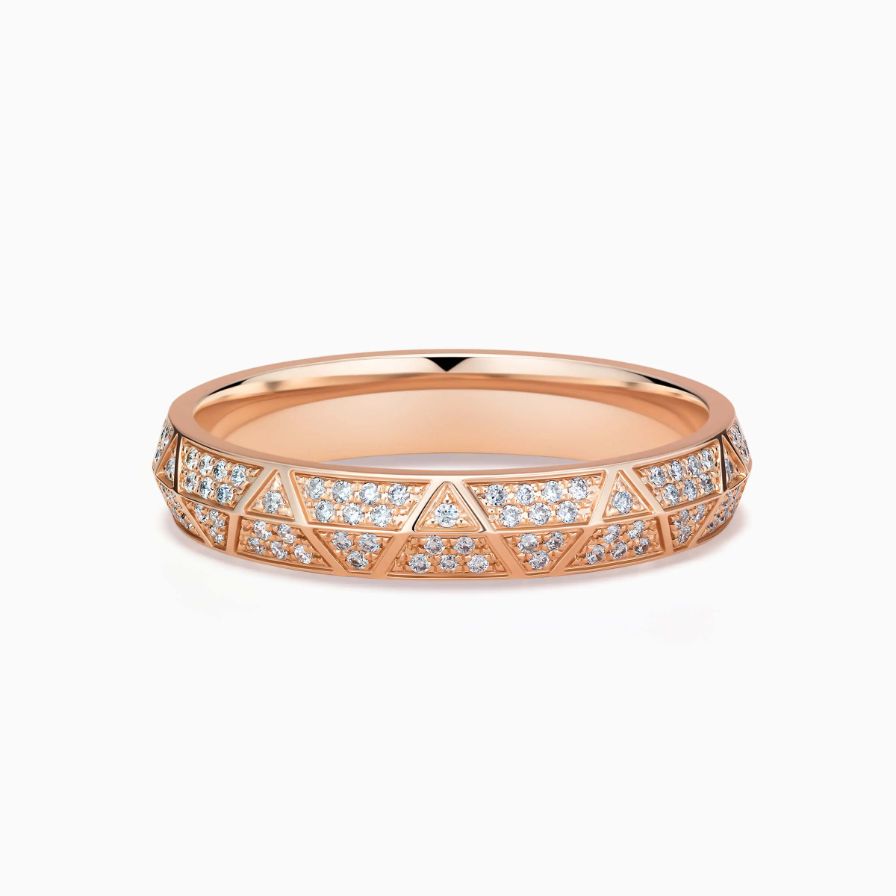 Engraved Diamond Pavé Rose Gold Wedding Rings Engraved Diamond Pavé Rose Gold Wedding Rings