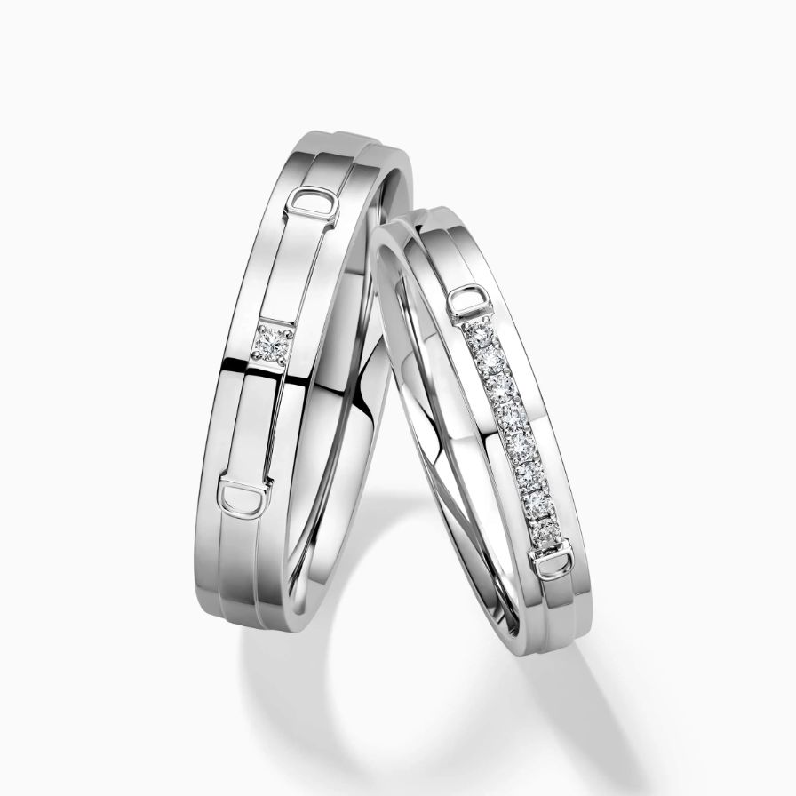 D Shape Diamond Pavé Wedding Rings D Shape Diamond Pavé Wedding Rings
