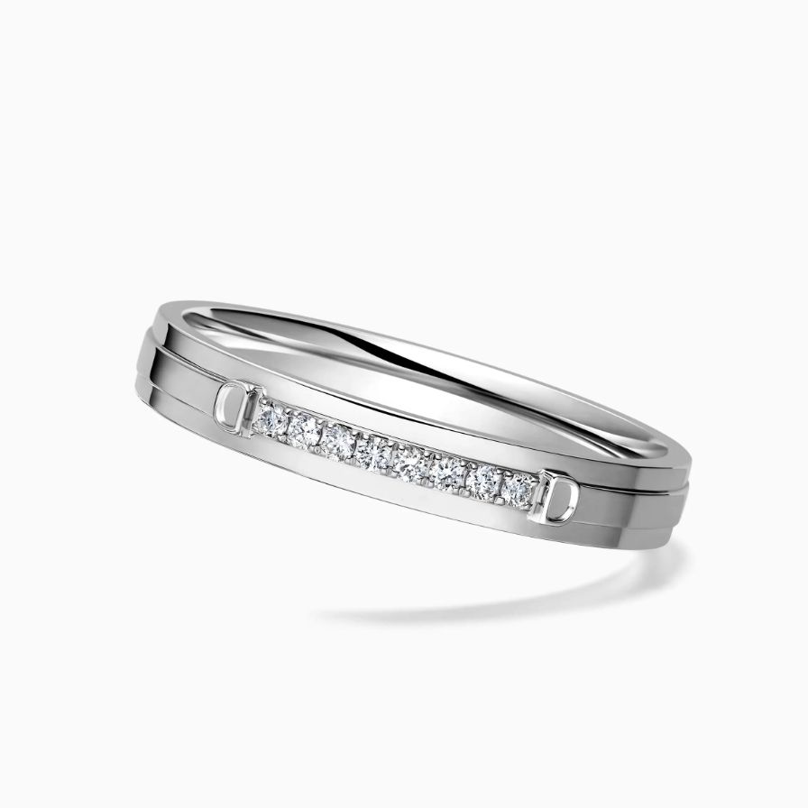 D Shape Diamond Pavé Wedding Rings D Shape Diamond Pavé Wedding Rings