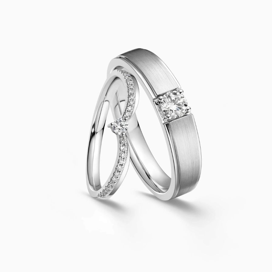 Chevron Diamond Pavé Wedding Rings Chevron Diamond Pavé Wedding Rings