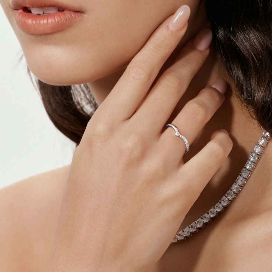 Chevron Diamond Pavé Wedding Rings Chevron Diamond Pavé Wedding Rings