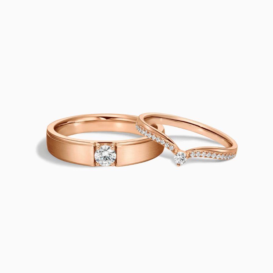 Chevron Diamond Pavé Wedding Rings Chevron Diamond Pavé Wedding Rings