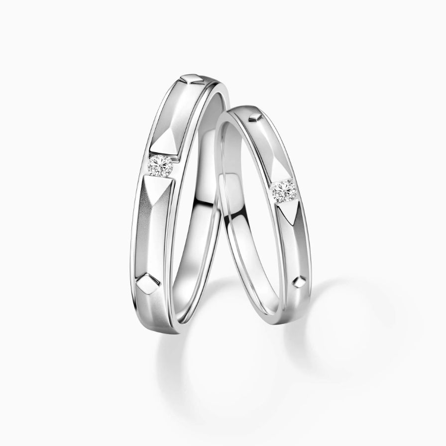 Geometric Solitaire Diamond Eternal Wedding Rings Geometric Solitaire Diamond Eternal Wedding Rings
