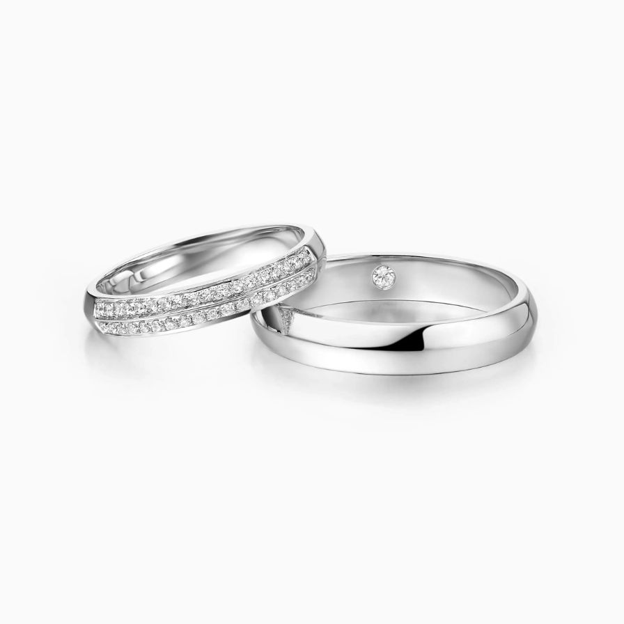 Two-row Diamond Pavé Wedding Rings Two-row Diamond Pavé Wedding Rings