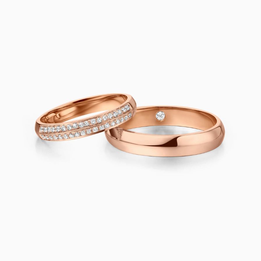 Two-row Diamond Pavé Wedding Rings Two-row Diamond Pavé Wedding Rings
