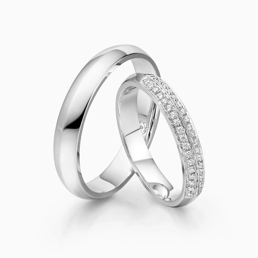 Two-row Diamond Pavé Wedding Rings Two-row Diamond Pavé Wedding Rings