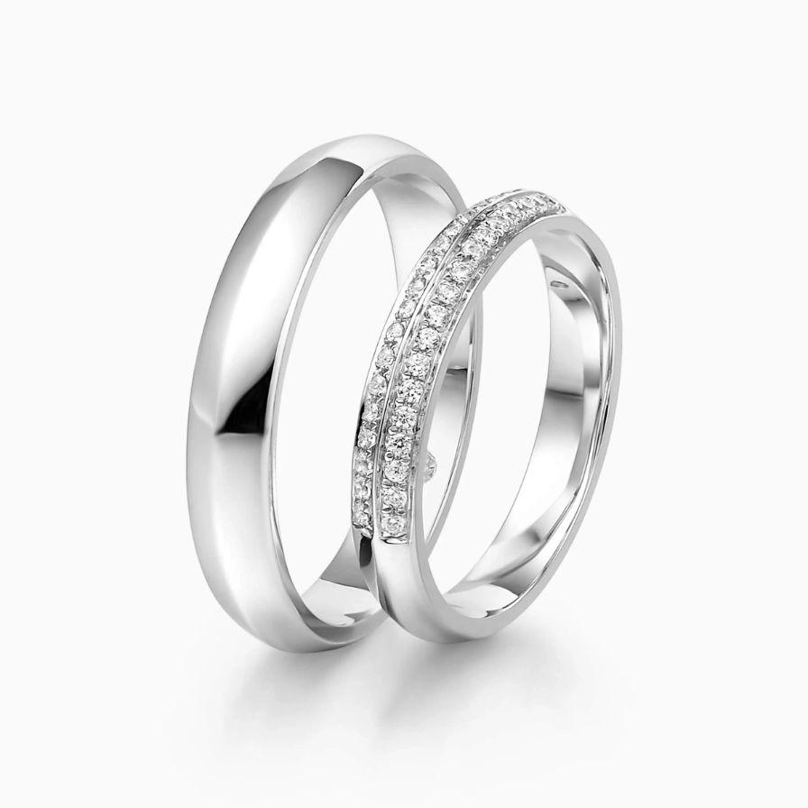 Two-row Diamond Pavé Wedding Rings Two-row Diamond Pavé Wedding Rings