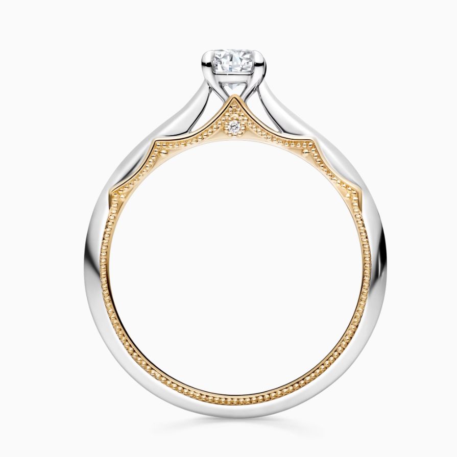 Round Cut Two Tone Milgrain Engagement Ring Round Cut Two Tone Milgrain Engagement Ring