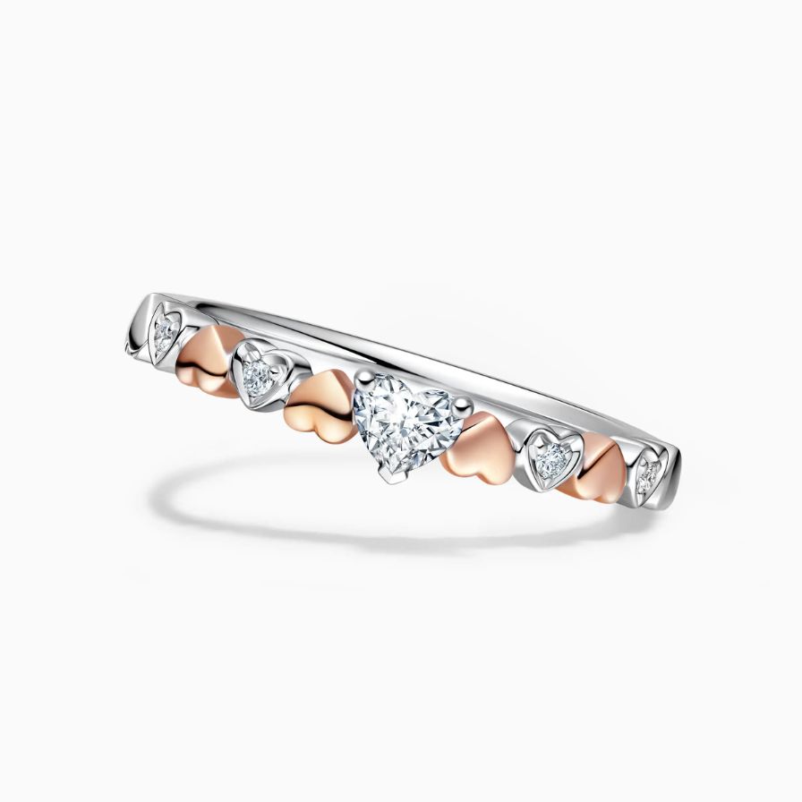 Alternating Rose Gold Heart And Diamond Wedding Rings Alternating Rose Gold Heart And Diamond Wedding Rings