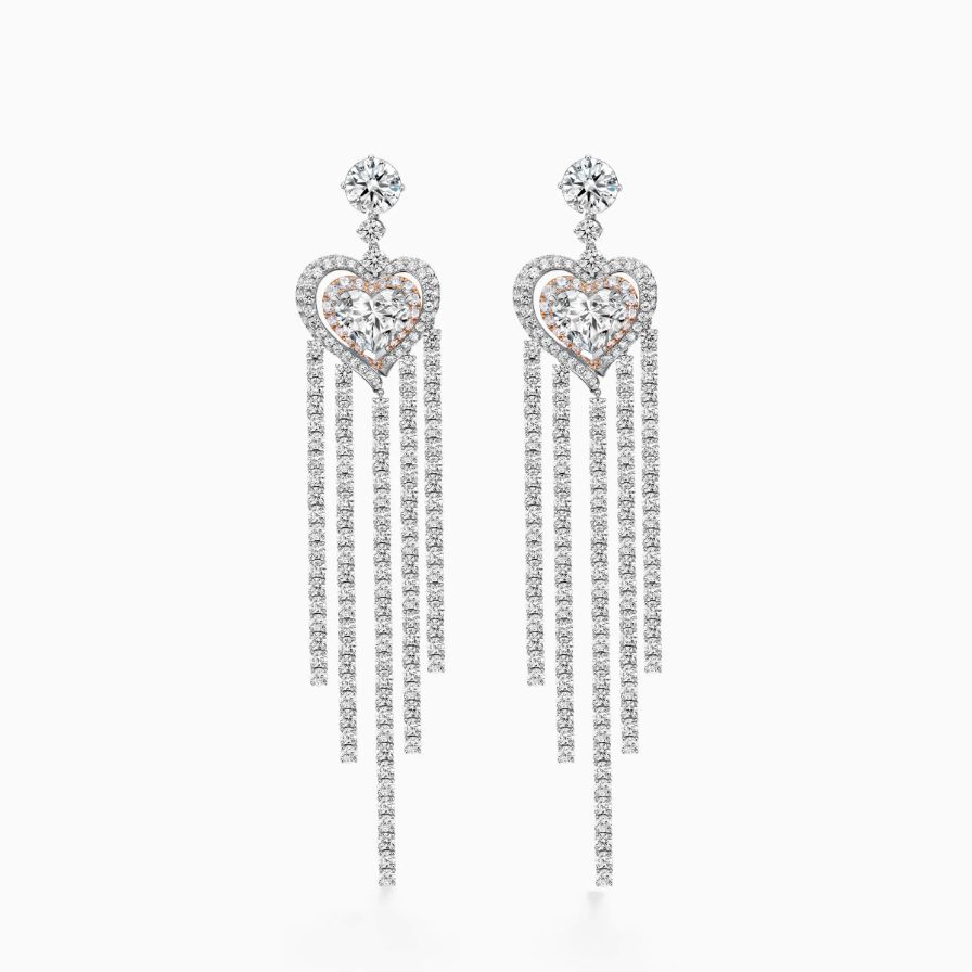Pulsating Two-tone Tassel Halo Pavé Bypass Earrings