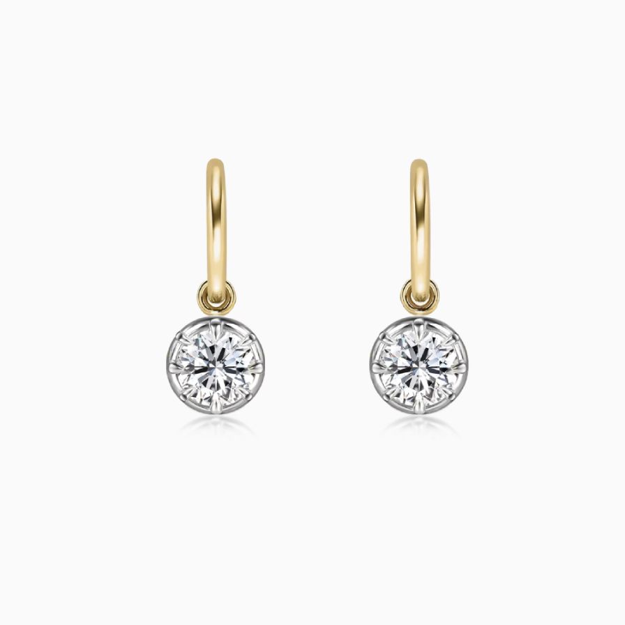 Lab-Grown Round Bezel Prong Set Earring Lab-Grown Round Bezel Prong Set Earring