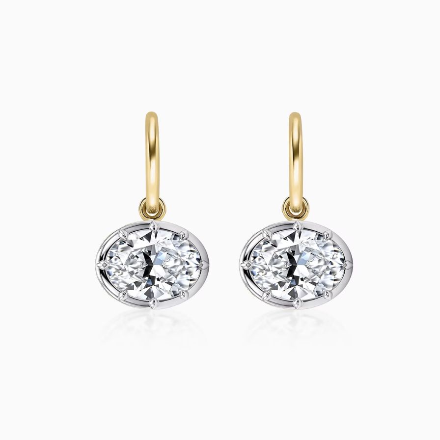 Lab-Grown Oval Bezel Prong Set Earring Lab-Grown Oval Bezel Prong Set Earring