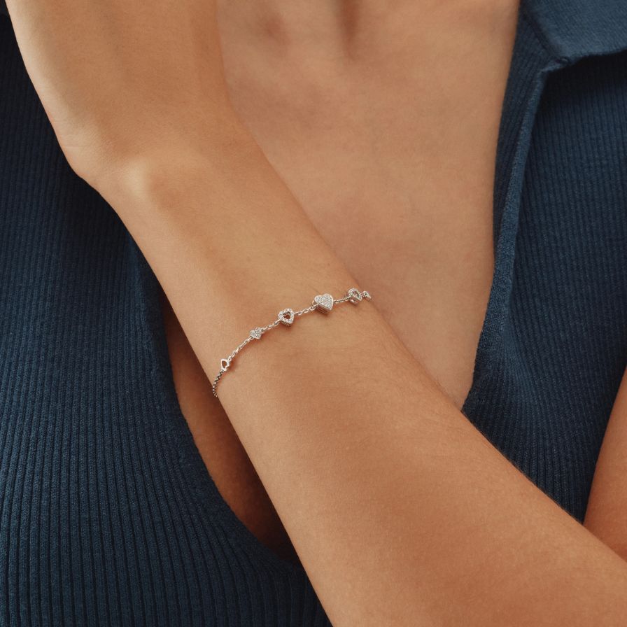 Micro Pavé Heart Shaped Bracelet Micro Pavé Heart Shaped Bracelet